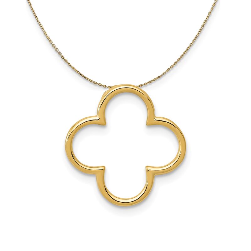 14k Yellow Gold Polished Quatrefoil Slide Necklace - 18 Inch